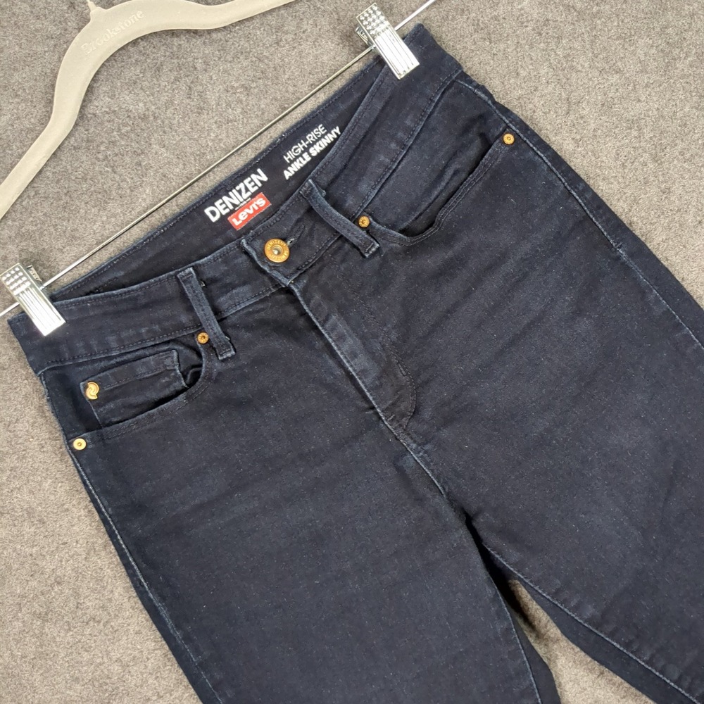 Denizen Levi's High Rise Ankle Skinny Jeans Dark Wash Gold Ankle Zip Size 4 W27